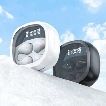 真無線夾式音樂迷你耳機體育舒適掛耳式耳塞，視頻TWS高保真低音立體聲高清通話耳機，適用於安卓及蘋果手機，遊戲耳機智能耳機 - 黑色 - 查看 2
