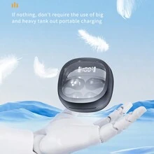 真無線夾式音樂迷你耳機體育舒適掛耳式耳塞，視頻TWS高保真低音立體聲高清通話耳機，適用於安卓及蘋果手機，遊戲耳機智能耳機 - 黑色 - 查看 5