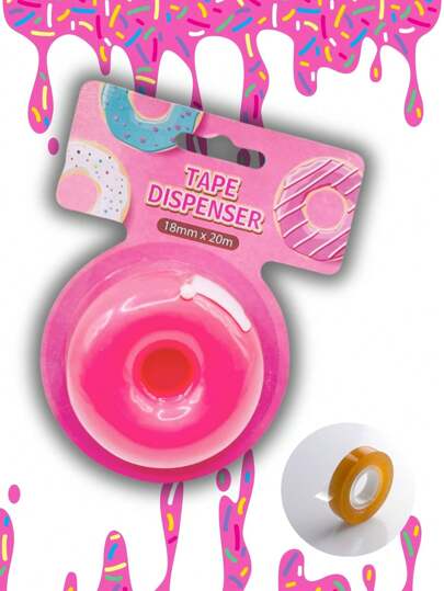 Dispensador de cinta escolar, papelería, cortador de cinta herramienta forma de DONA 1pz