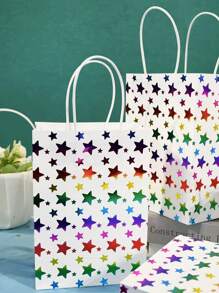 Bolsas de fiesta de colores aleatorios, bolsa de regalo con asas, bolsa de papel kraft para compras, suministros de cumpleaños, bolsa de caramelos y regalos, bolsa de obsequios, bolsa reutilizable para supermercado, bolsa de papel para llevar, bolsa de caramelos de Halloween, bolsa de regalo de Navidad - Multicolor - Ver 1