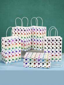 Bolsas de fiesta de colores aleatorios, bolsa de regalo con asas, bolsa de papel kraft para compras, suministros de cumpleaños, bolsa de caramelos y regalos, bolsa de obsequios, bolsa reutilizable para supermercado, bolsa de papel para llevar, bolsa de caramelos de Halloween, bolsa de regalo de Navidad - Multicolor - Ver 4