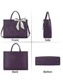 Laptop Bag For Women 15.6 Inch Laptop Tote Bag Waterproof Leather Computer Tote Bag Business Lightweight Office Briefcase Large Capacity Handbag Shoulder Bag - Purple - View 6