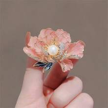 1pc Elegant Rhinestone Studded Oil Drop Flower Brooch For Women, Decorative Accessory For Suit Or Coat, Great Gift Valentine's Day Valentines Dress Accessories Pin For Clothes Bag Charm Backpack For School