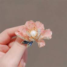 1pc Elegant Rhinestone Studded Oil Drop Flower Brooch For Women, Decorative Accessory For Suit Or Coat, Great Gift Valentine's Day Valentines Dress Accessories Pin For Clothes Bag Charm Backpack For School