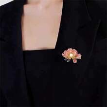 1pc Elegant Rhinestone Studded Oil Drop Flower Brooch For Women, Decorative Accessory For Suit Or Coat, Great Gift Valentine's Day Valentines Dress Accessories Pin For Clothes Bag Charm Backpack For School