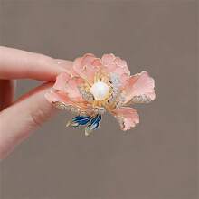 1pc Elegant Rhinestone Studded Oil Drop Flower Brooch For Women, Decorative Accessory For Suit Or Coat, Great Gift Valentine's Day Valentines Dress Accessories Pin For Clothes Bag Charm Backpack For School