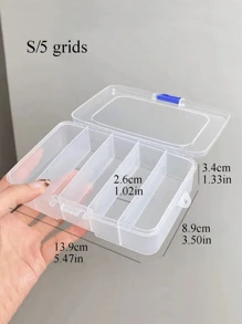 1pc-2pcs Hair Clip Storage Case, 5-Grid/6-Grid Compartments Box For Hairpins, Makeup Hair Tie, Bobby Pins And Other Hair Accessories Back To School