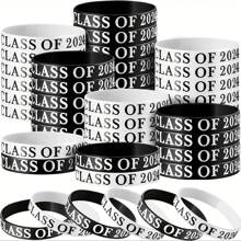 30 Pcs Class Of 2024 Wristbands Graduation Silicone Wristbands Class Of 2024 Congrats Grad Celebrating Bracelets For Teacher Student Graduation Party Favors Supply - Multicolor - View 2