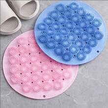 1pc Pink Exfoliating Shower Massage Scrub, Bathroom Non-Slip Shower Mat, Back Massage Brush, Silicone Foot Cleaning Body Bath Tool Home Bathroom Decor Bath Rug Floor Carpet Outdoor Rug Door Mat Fall Decor Bathroom Accessories Back To School Entryway Decor