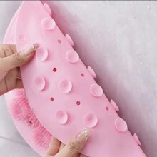 1pc Pink Exfoliating Shower Massage Scrub, Bathroom Non-Slip Shower Mat, Back Massage Brush, Silicone Foot Cleaning Body Bath Tool Home Bathroom Decor Bath Rug Floor Carpet Outdoor Rug Door Mat Fall Decor Bathroom Accessories Back To School Entryway Decor