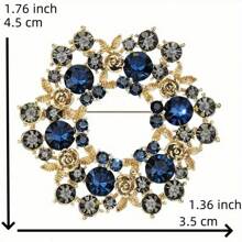 女士优雅水晶胸针奢华复古花朵水钻徽章复古女士婚礼派对胸花别针珠宝礼服配饰衣服别针包饰背包学校办公室配饰衬衫夹克圣诞节万圣节 - 藍色 - 查看 4