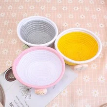 Cestas de almacenamiento tejidas a mano con dibujos de frutas, organizador de escritorio para artículos varios, juguetes de niños, cosméticos, control remoto y llaves - Multicolor - Ver 11