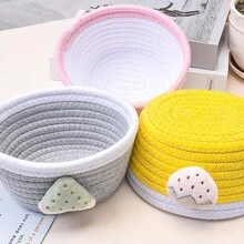 Cestas de almacenamiento tejidas a mano con dibujos de frutas, organizador de escritorio para artículos varios, juguetes de niños, cosméticos, control remoto y llaves - Multicolor - Ver 7