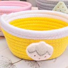 Cestas de almacenamiento tejidas a mano con dibujos de frutas, organizador de escritorio para artículos varios, juguetes de niños, cosméticos, control remoto y llaves - Multicolor - Ver 10