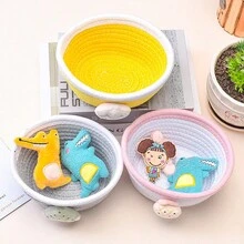 Cestas de almacenamiento tejidas a mano con dibujos de frutas, organizador de escritorio para artículos varios, juguetes de niños, cosméticos, control remoto y llaves - Multicolor - Ver 5