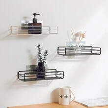 1pc Bathroom Shelf, Cosmetic Shower Perfume Storage Rack, Wall-Mounted Shower Caddy, Adhesive Storage Rack For Kitchen Utensils, Home Decoration And Kitchen, No Drilling Iron Bathroom Storage Rack - Multicolor - View 6