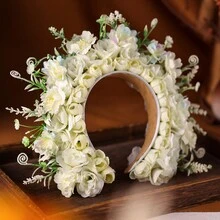 One Bride Hair Accessory 3D Flower Crown Headband - White - View 12
