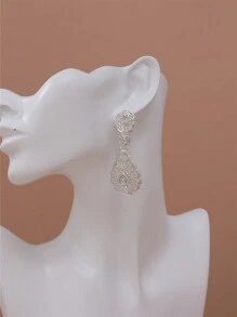 1 Pair Elegant Moroccan Stylish Women Earrings, Vintage Bride Imitation Gold Imitation Silver Earrings, Women Holiday Ramadam Essential Ear Pendant Earrings - Earrings - View 9