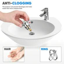 1-1.65 Inch Stainless Steel Universal Sink Drain Stopper, Drain Filter With Hair Catcher For Push Down Bathroom Sink, Chrome Plated Bathroom Decor Fall Decor Back To School