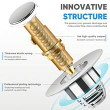 1-1.65 Inch Stainless Steel Universal Sink Drain Stopper, Drain Filter With Hair Catcher For Push Down Bathroom Sink, Chrome Plated Bathroom Decor Fall Decor Back To School