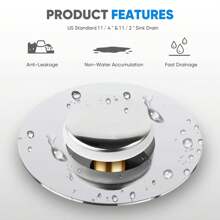 1-1.65 Inch Stainless Steel Universal Sink Drain Stopper, Drain Filter With Hair Catcher For Push Down Bathroom Sink, Chrome Plated Bathroom Decor Fall Decor Back To School