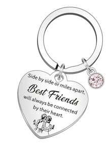 Lovely Best Friend Friendship Keychain - Great Gift For Girls On Birthday, Graduation Or Far-Distance Telephone... With Engraved Keychain As Present Valentine's Day Car Accessories Bag Charm School Cute Goth Y2k