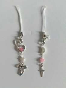 1pc Cute Phone Charms Aesthetic Y2K Cell Phone Charms Strap Pink Moon Star Bowknot Phone Charm Y2K Accessories For Phone Bag Keychain For Cell Phone Camera Pendants Decor - Multicolor - View 2