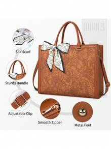 Laptop Bag For Women 15.6 Inch Laptop Tote Bag Waterproof Leather Computer Tote Bag Business Lightweight Office Briefcase Large Capacity Handbag Shoulder Bag - 卡其色 - 查看 4
