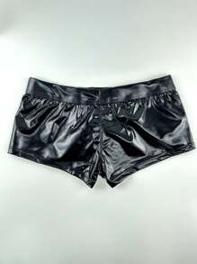 JOCKMAIL 1 件装男士 Spectrum 平角内裤 舞台反光人造革男士内裤 - 黑色 - 查看 5