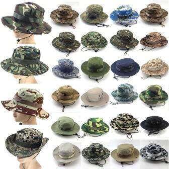 Sombrero de cubo de camuflaje para actividades al aire libre como camping, caza, senderismo en la jungla y el desierto. Protección solar y a prueba de viento. Sombrero de sol adecuado para hombres para verano y actividades al aire libre como senderismo y pesca.