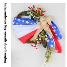 美國紀念日花冠新款跨境模擬花門花圈戶外庭院派對裝飾 - 彩色 - 查看 1