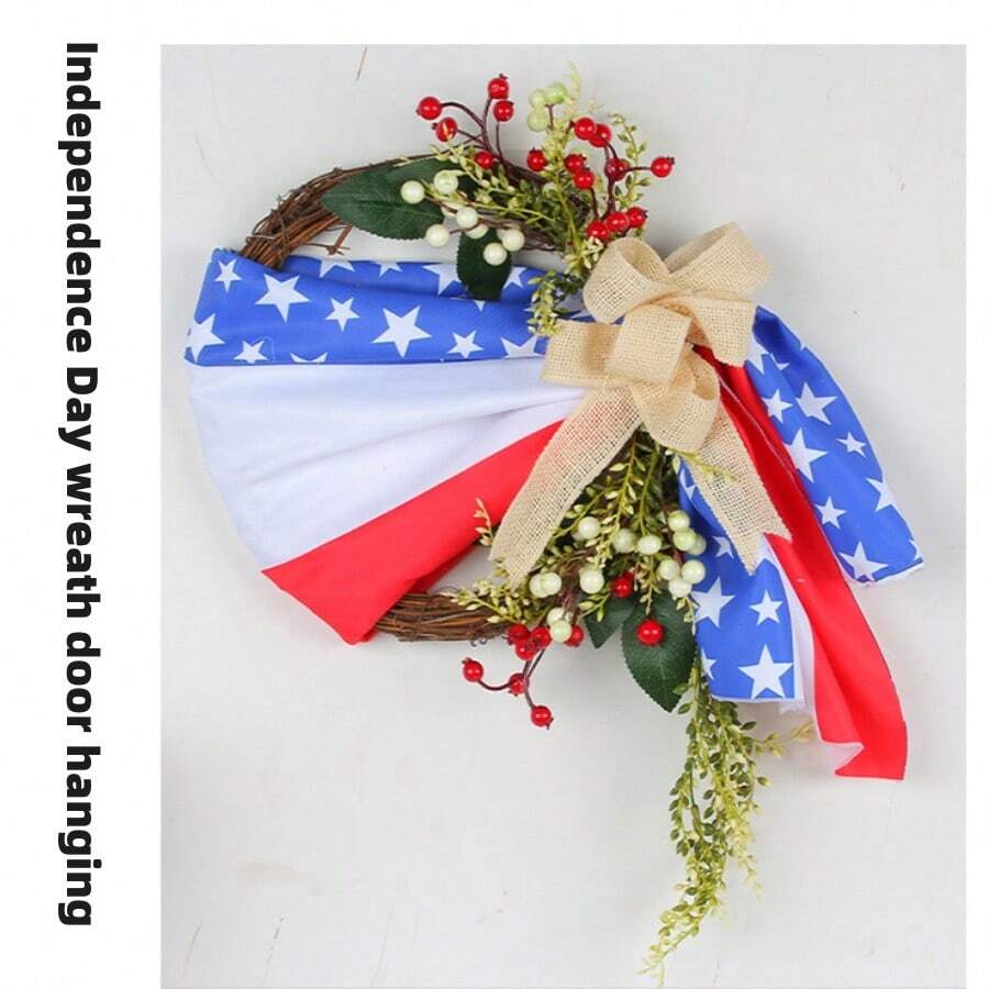 美國紀念日花冠新款跨境模擬花門花圈戶外庭院派對裝飾 - 彩色 - 查看 1