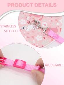 Một bộ dây nịt và dây xích in hình hoạt hình dễ thương cho thú cưng nhỏ đi dạo ngoài trời - Hồng - Xem 4