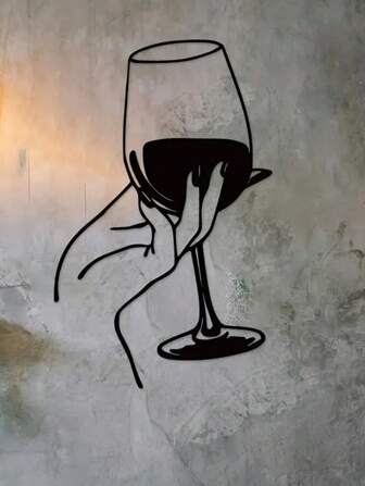 1 pieza Obra de arte de pared de metal hecha a mano, diseñada para amantes del vino, decoración de pared de metal, regalo de decoración de pared colgante, decoración de habitación para cumpleaños y graduación