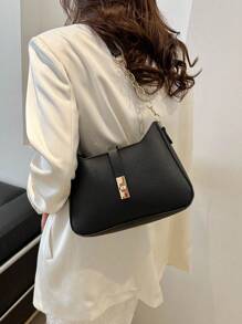 Bolso de mujer de alta gama 2025, bolso de hombro versátil y minimalista para ir al trabajo, bolso de nicho para llevar debajo del brazo - Negro - Ver 2