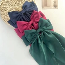 1/3/Pcs/Conjunto 24 Grampos de Cabelo Grandes de cetim Multicoloridos Fashion com Laços Oversized para Mulheres, Meninas, Novidades na Primavera, Vintage, Presilhas de Cabelo de Barrete de Metal com Laço Grande para Acessórios de Cabelo - Multicolorido - Visão 22