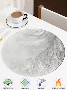 2-6 stuks goud ronde 15 inch veren waterdichte placemats, wasbaar, gemakkelijk schoon te maken, afveegbaar, antislip, hittebestendig, voor vakantie bruiloft feest festival tafeldecoratie