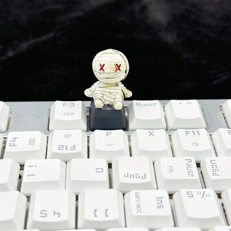 1入組多色3D微景觀ABS樹脂木乃伊鍵帽，適用於機械鍵盤組裝-萬聖節版