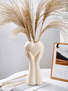 1 件欧式心形树脂花瓶，艺术人体设计花瓶，独特的现代装饰花瓶，适合餐桌、客厅、婚礼装饰 - 米色 - 查看 2