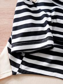 Cute Bear "Let's Go" Graphic Pet Clothes, Striped Cat/Dog T-Shirt - Apricot - View 8