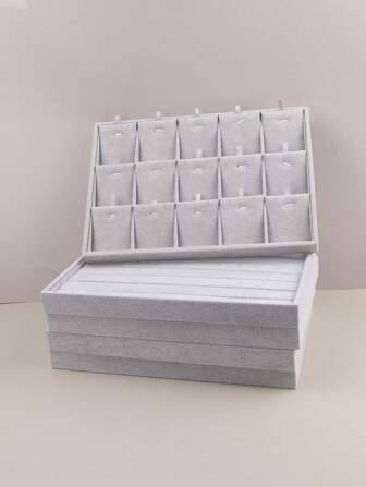 1 pieza/2 piezas Bandeja de terciopelo para exhibir joyas y relojes, organizador y almacenamiento para anillos, aretes, pulseras y collares, vuelta al colegio