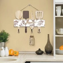 1pc Wooden Wall Decorative Pendant, Creative Interior Entrance Key Hook, Living Room, Dining Room Wall Decorative Hook, Kitchen, Dining Room Wall Art Hook, Fashionable Home Wall Decoration - Beige - View 4