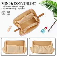 1pc Pink Small Makeup Bag For Purse, Makeup Pouch Small Cosmetic Bag Mini Portable Handbag For Women And Girls - Pink - View 4