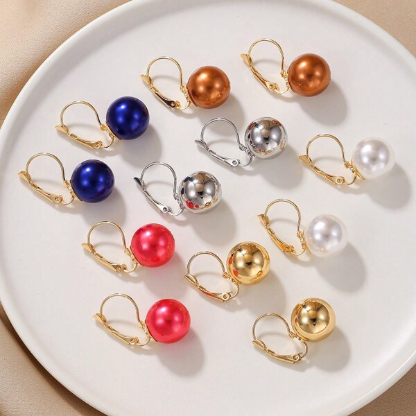 6 أزواج من أقراط حلقية معدنية نحاسية دائرية، إكسسوارات مجوهرات أنيقة بسيطة، هدية للاستخدام اليومي للنساء