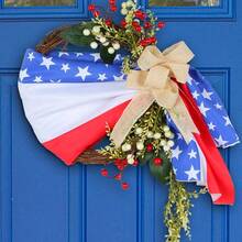 美國紀念日花冠新款跨境模擬花門花圈戶外庭院派對裝飾 - 彩色 - 查看 5