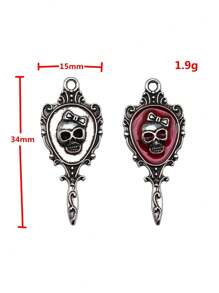 10pcs 34x15mm(1.34x0.59inch) Butterfly Skull Mirror Charms Magic Mirror Charms For DIY Keychain, Necklace, Bracelet, Earring Jewelry Making - Bow Skull Mirror - View 7