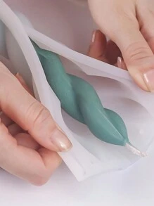 1 件螺旋蜡烛模具，锥形蜡烛模具，极简主义蜡烛模具，硅胶蜡烛模具，香薰蜡烛模具，蜡烛制作，DIY 螺旋图案长杆蜡烛模具装饰模具，长不对称螺旋细杆香薰蜡烛硅胶模具 - 白色 - 查看 3