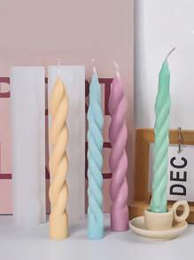 1 件螺旋蜡烛模具，锥形蜡烛模具，极简主义蜡烛模具，硅胶蜡烛模具，香薰蜡烛模具，蜡烛制作，DIY 螺旋图案长杆蜡烛模具装饰模具，长不对称螺旋细杆香薰蜡烛硅胶模具 - 白色 - 查看 10