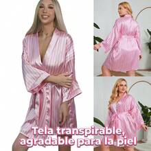 Bata Tipo Kimono de Satén para Mujer color ROSA - Rosa - Ver 1