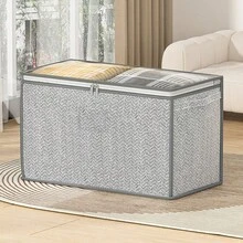 QYeah Bolsa de almacenamiento de gran capacidad para el hogar de 1 pieza, tela no tejida, bolsa de almacenamiento móvil plegable a prueba de humedad, para almacenamiento de ropa, edredones y libros - Blanco y Negro - Ver 4